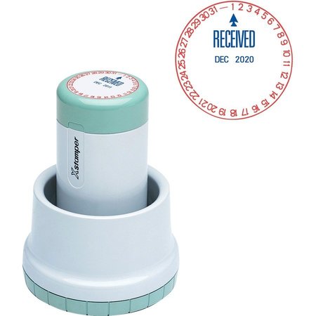 XSTAMPER Rotary Stamp, Dater-Received, 1-3/16" Diameter, Red/Blue XST22602